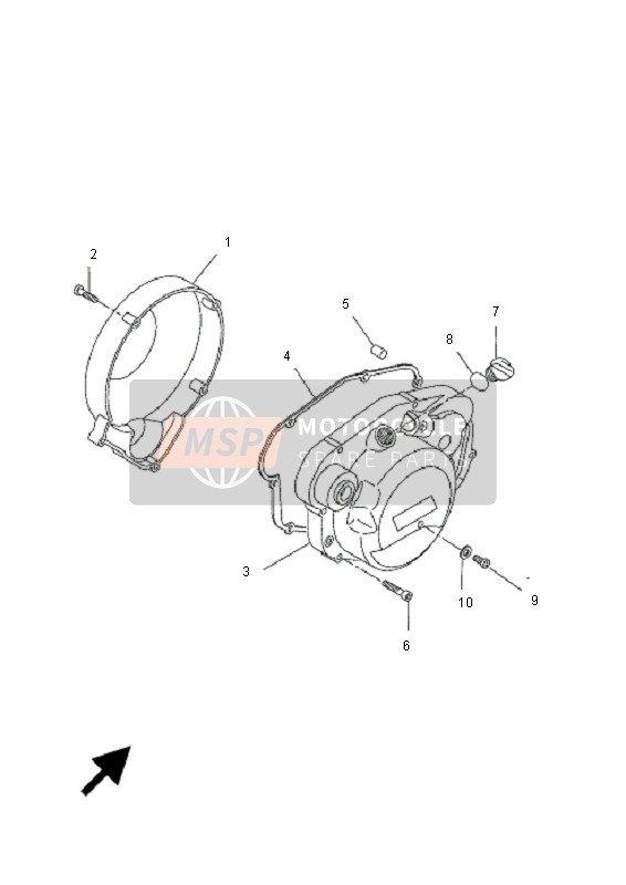 Yamaha DT50R-SM 2011 Tapa del cárter 1 para un 2011 Yamaha DT50R-SM